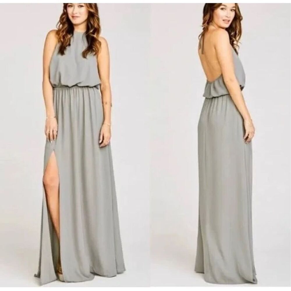 Show Me Your Mumu Heather Halter Bridesmaid Drapey Slit Dress